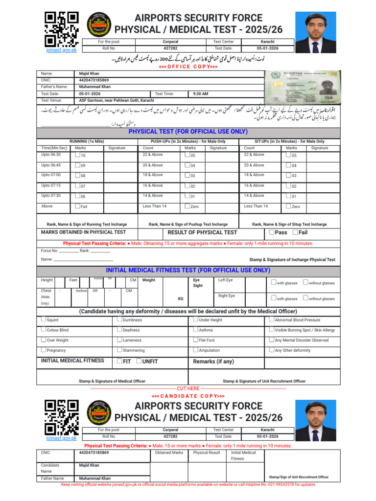 Test Slip - Join ASF | PDF | Clinical Medicine | Diseases And Disorders