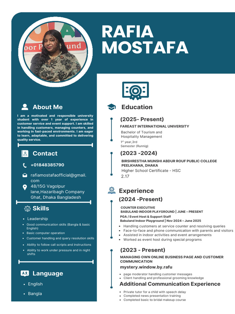 Rafia Mostafa CV-1 | PDF | Communication | Human Communication