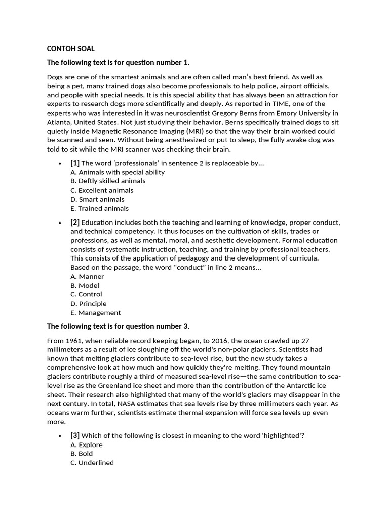 Contoh Soal - Synonym | PDF | Ant | Sea Level Rise