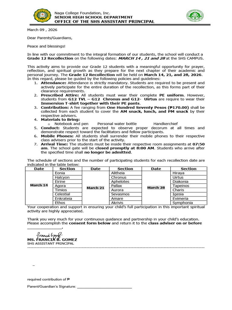 Parents Letter Recollection 1 | PDF