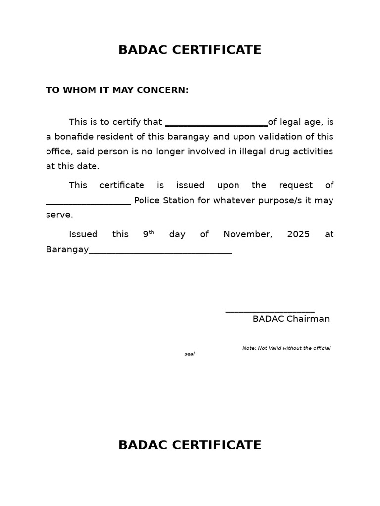 Badac Certificate | PDF