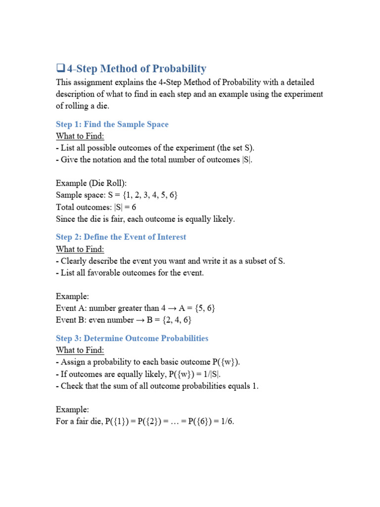 4 Step Method Probability Assignment | PDF | Mathematics | Probability ...