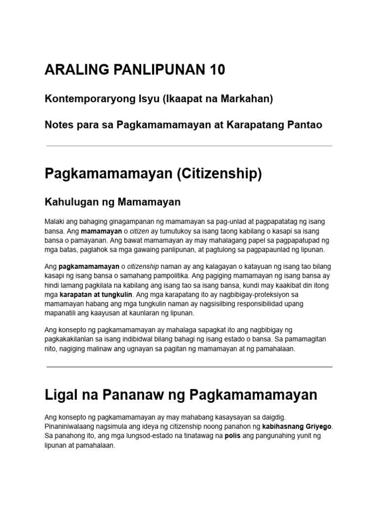 Pagkamamamayan (Citizenship) | PDF