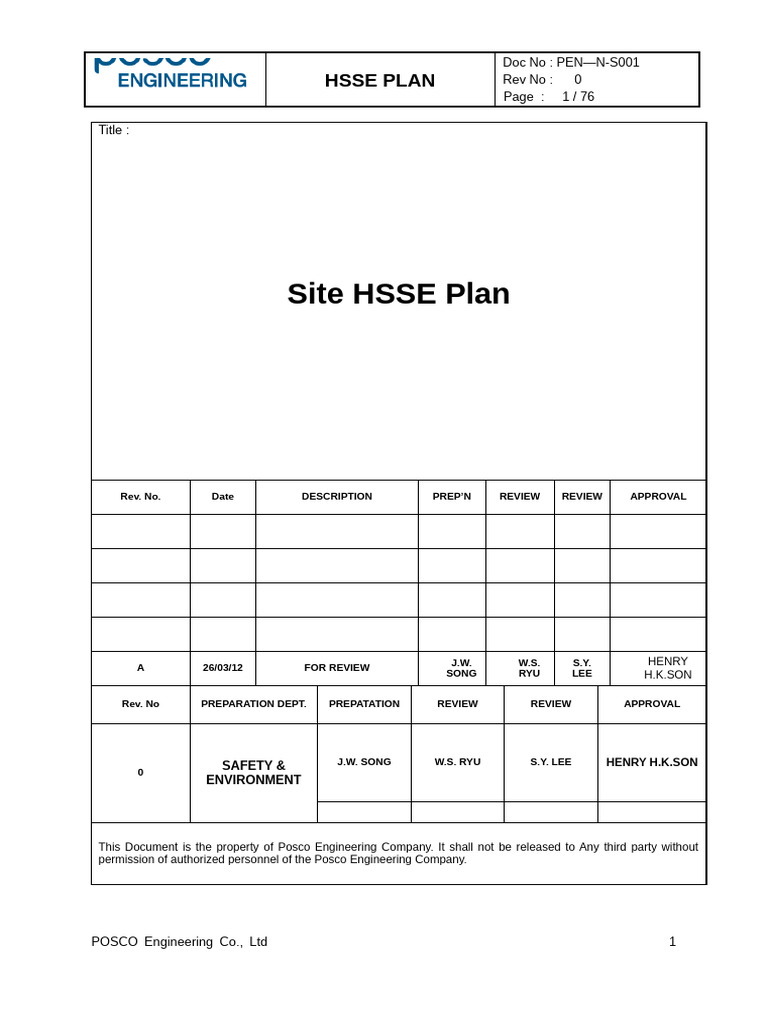 Attachment 16 Site HSSE Plan | PDF | Housekeeping | Safety