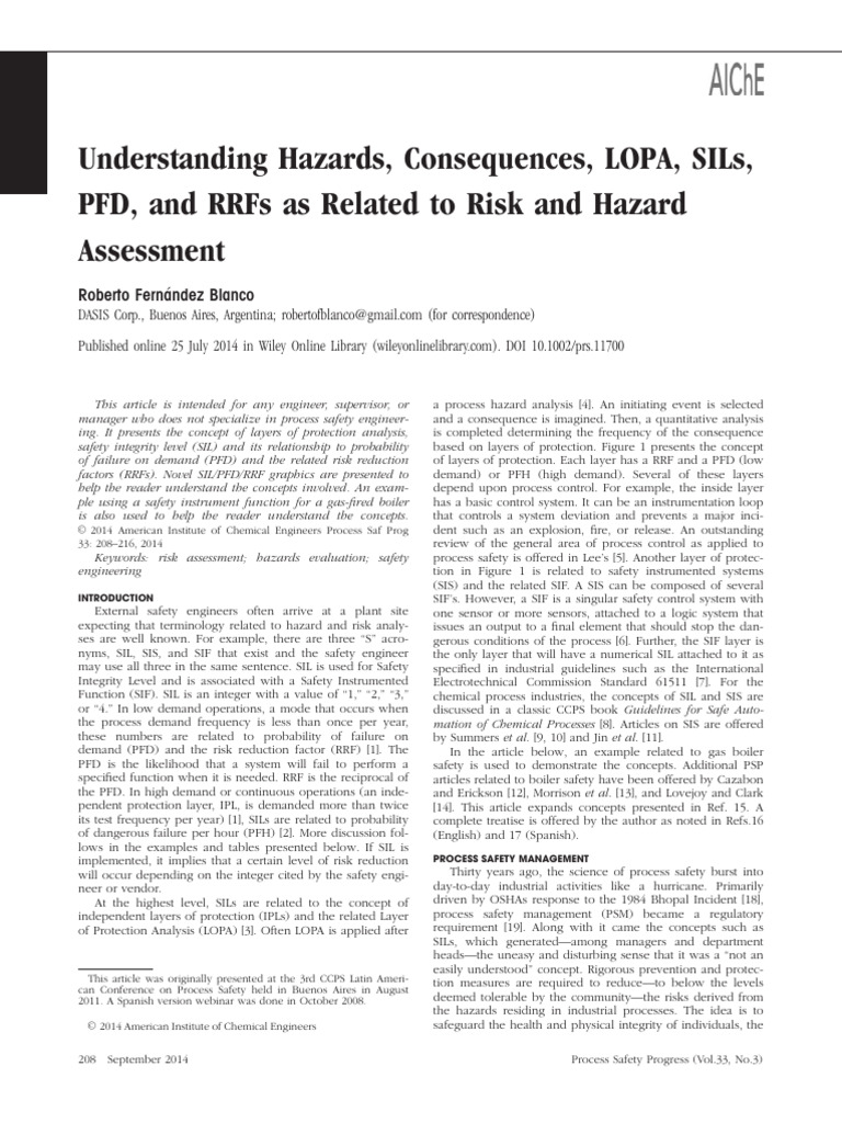 Blanco, Roberto Fernández - Understanding Hazards, Consequences, LOPA ...