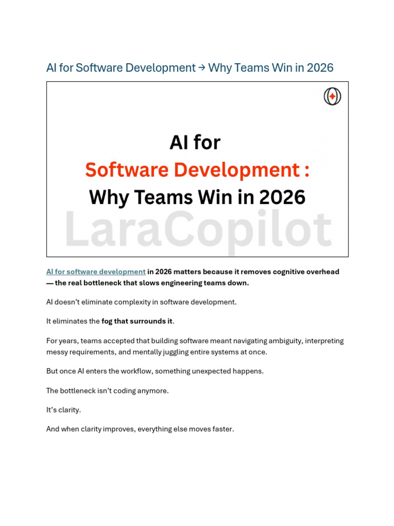 AI for Software Development → Why Teams Win in 2026 | PDF | Artificial ...