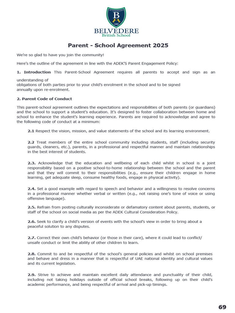 School ParentAgreement 2025 2026 | PDF | Learning | Schools