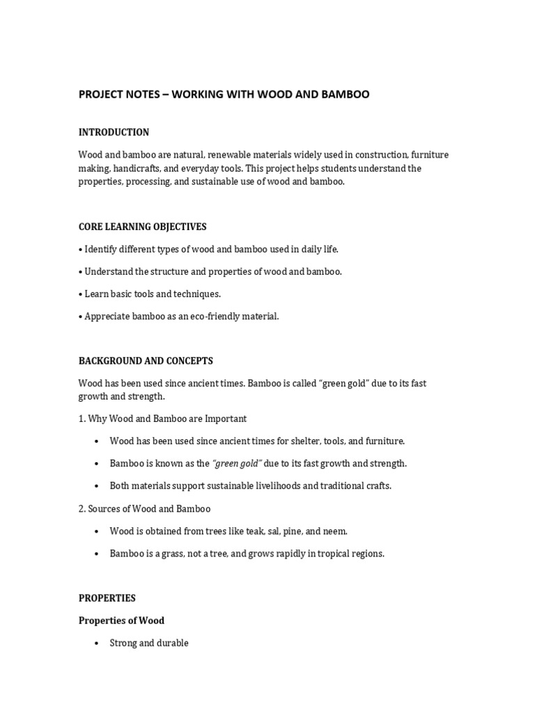 project working with woods and bamboo | PDF | Wood | Bamboo
