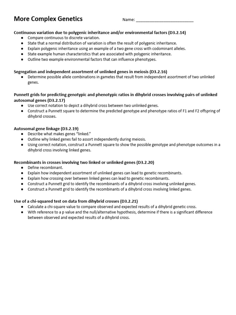 More Complex Genetics Note Packet | PDF | Genetic Linkage | Genotype