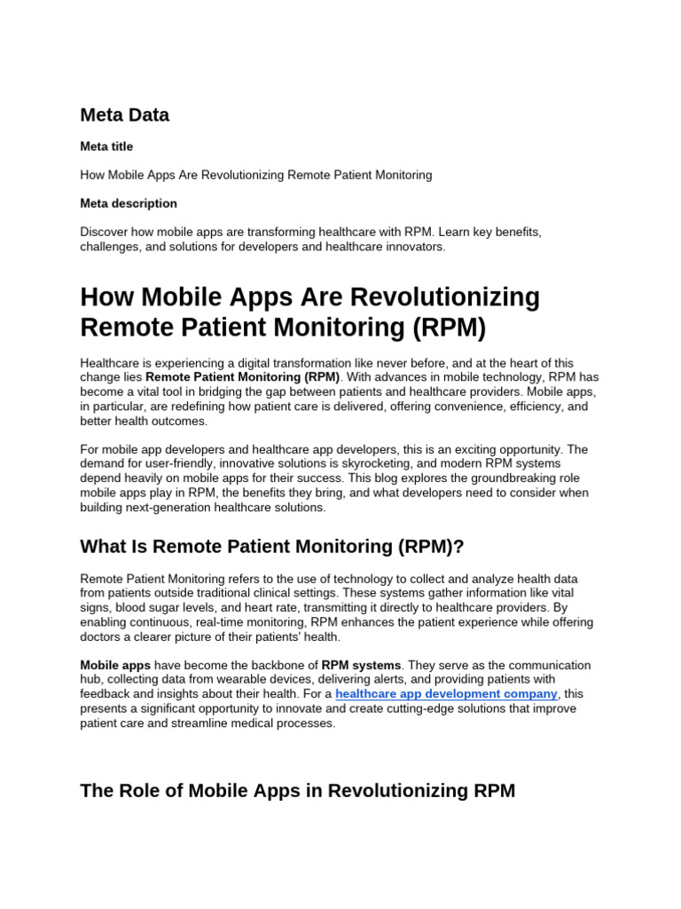 How Mobile Apps Are Revolutionizing Remote Patient Monitoring | PDF ...