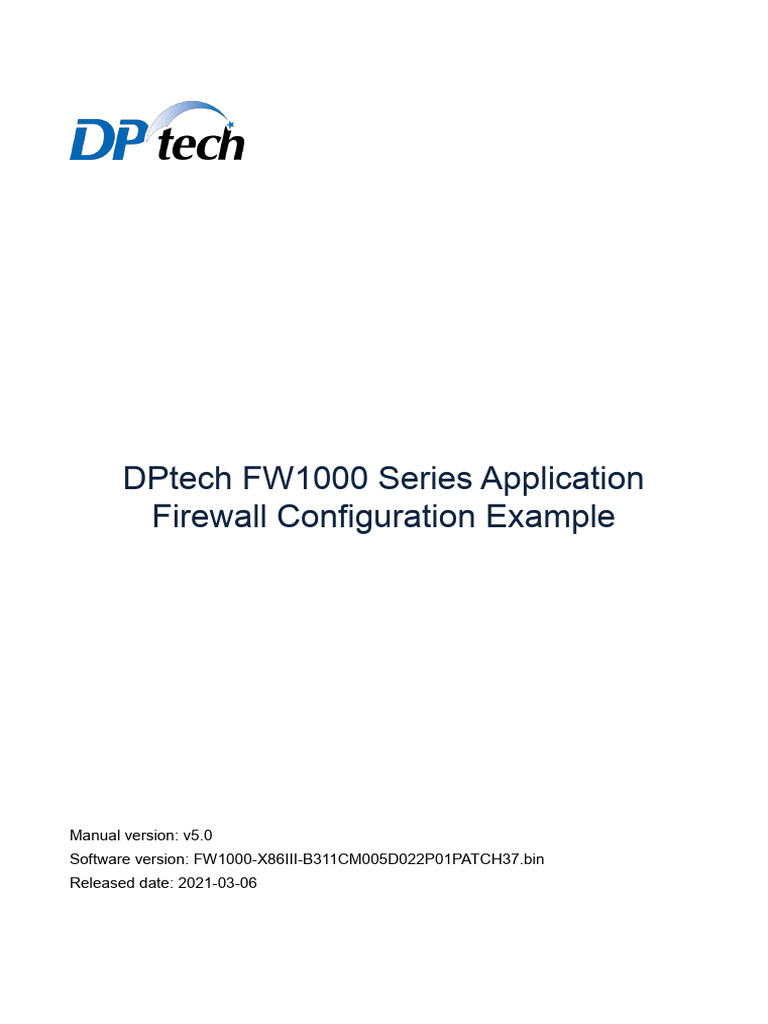 DPtech FW1000 Series Application Firewall Configuration Example v5.0 | PDF