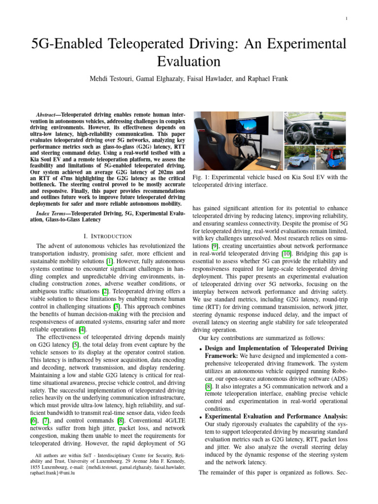 5G-Enabled Teleoperated Driving An Experimental Ev | PDF | Simulation ...