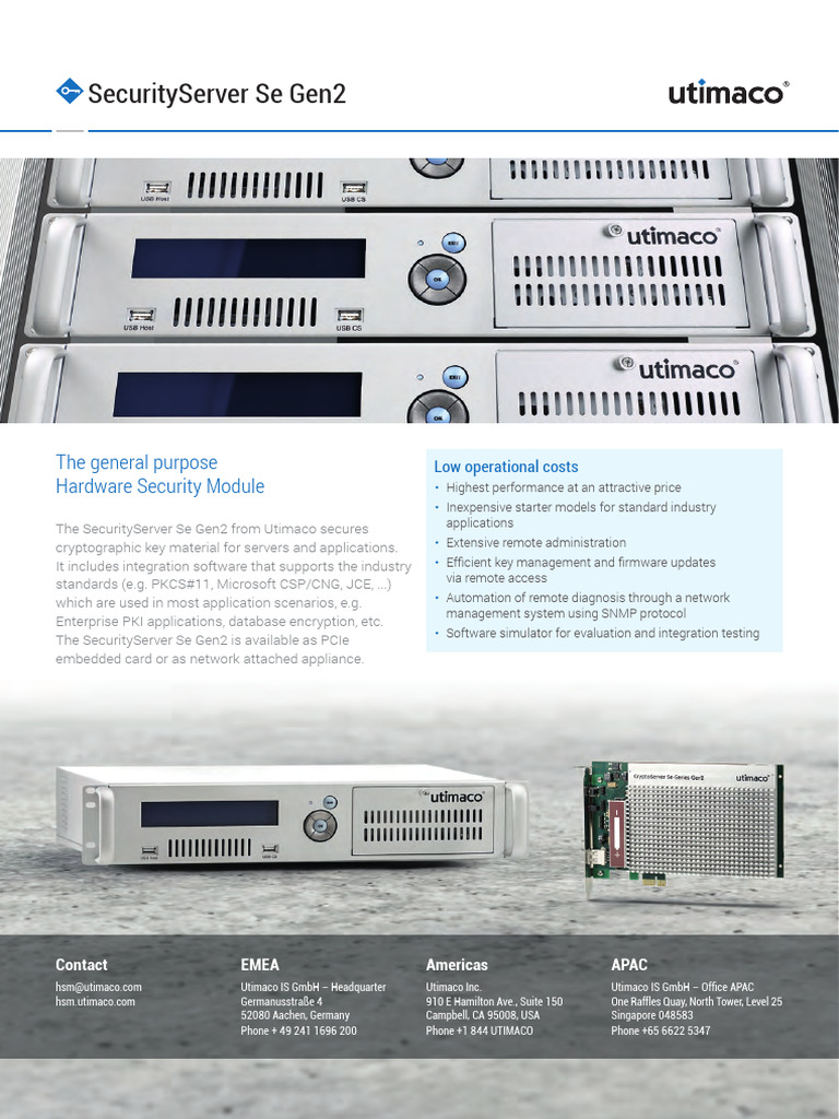 Utimaco HSM Se52-Se500 Datasheet | PDF | Cryptography | Computing