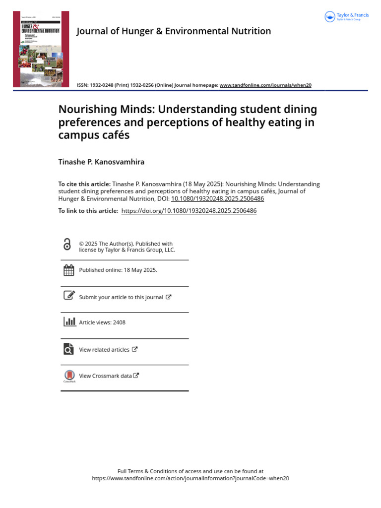 Nourishing Minds Understanding Student Dining Preferences and ...