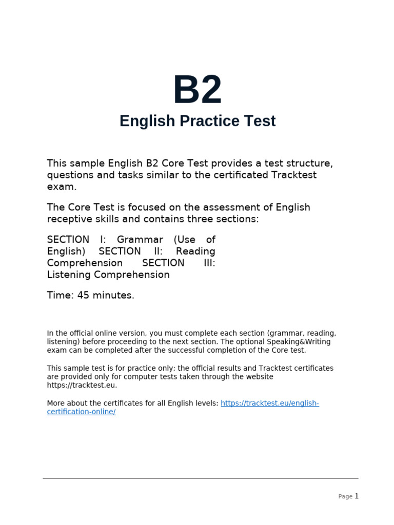 B2 English Test With Answers | PDF | Underwater Diving | Scuba Diving