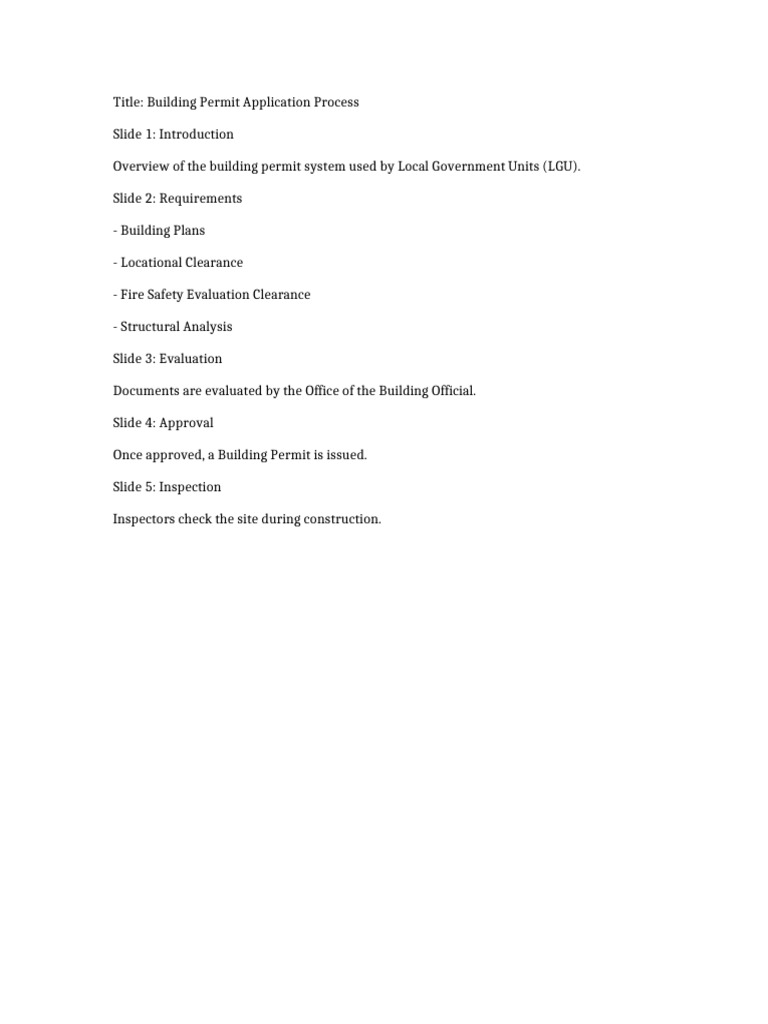 Presentation Building Permit Process | PDF