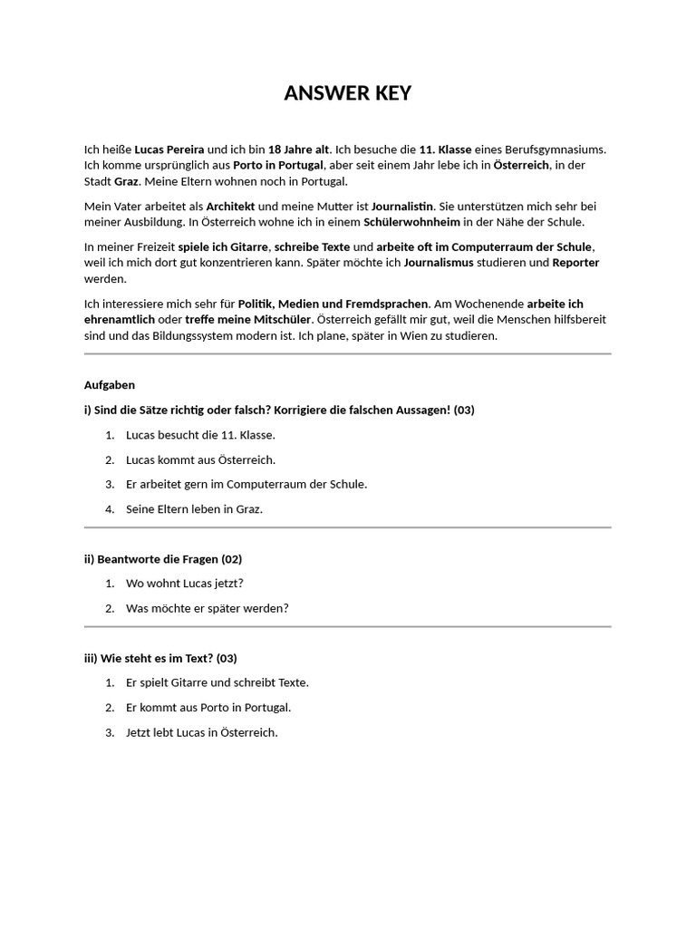 Text With Answer Key | PDF