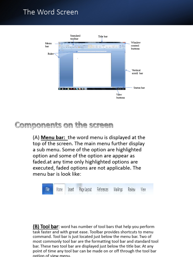 MS Word Basic Presentation | PDF | Microsoft Word | Window (Computing)