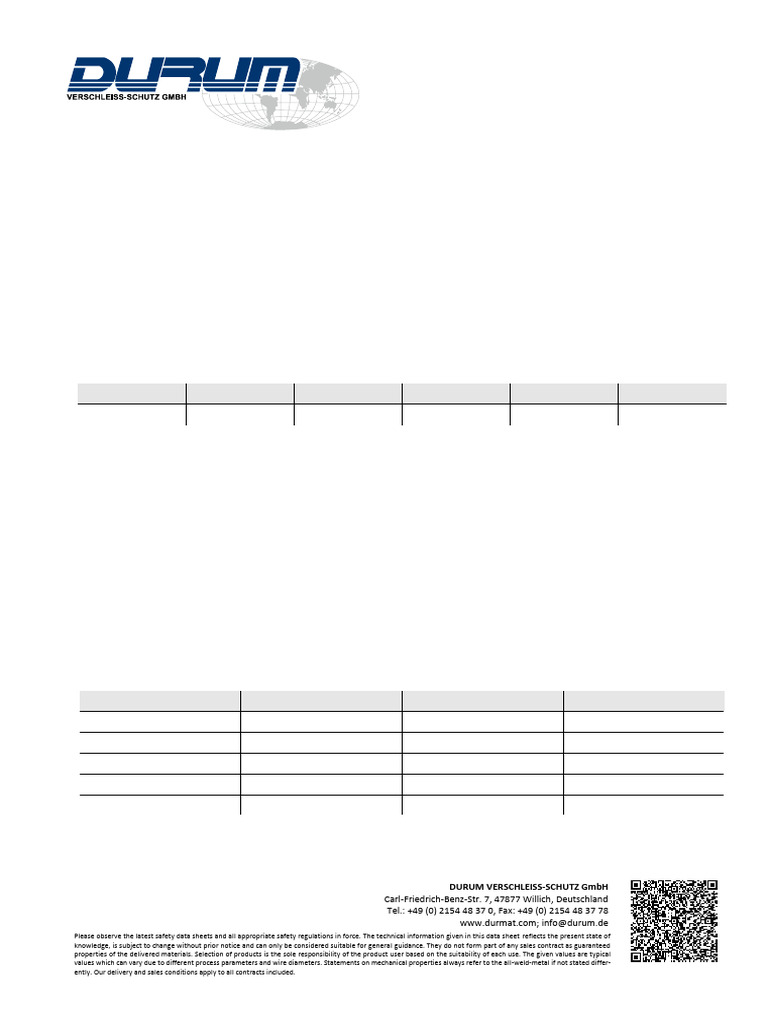 DURMAT FD 200 K Data Sheet | PDF | Welding | Construction