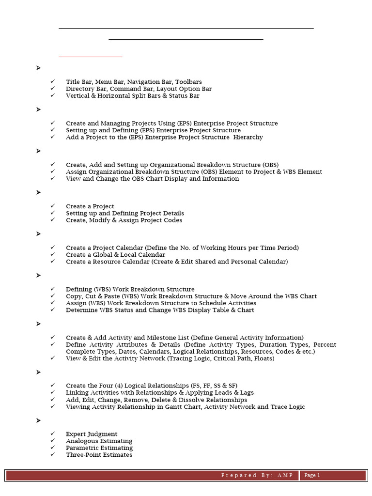 Course Outline For Primavera Training P6 v8.2 Basic Course | PDF | Page ...