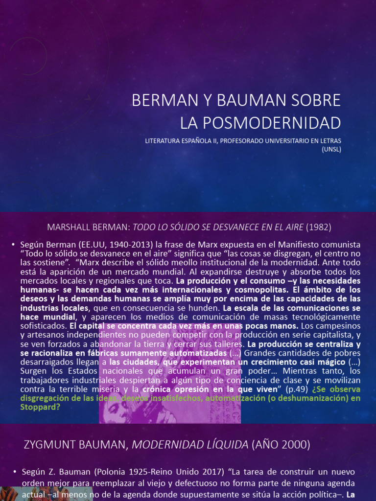 Bauman y Berman Sobre Posmodernidad | PDF | Economias | Ideologías