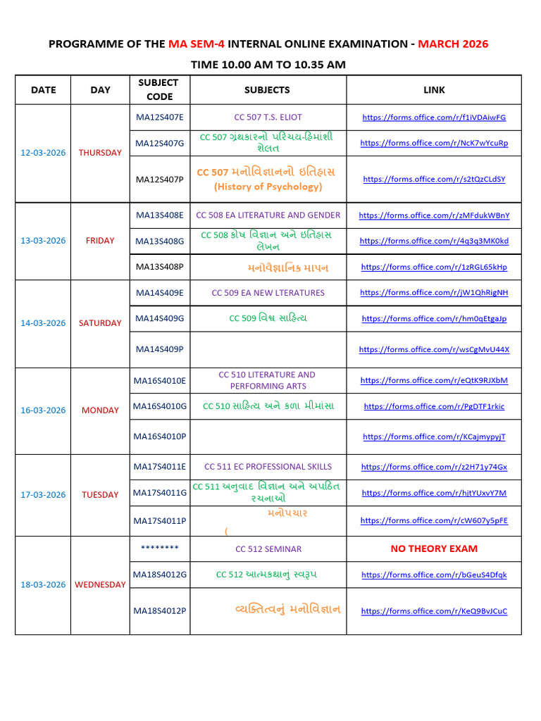 Programme of MA 4 MARCH 2026 | PDF
