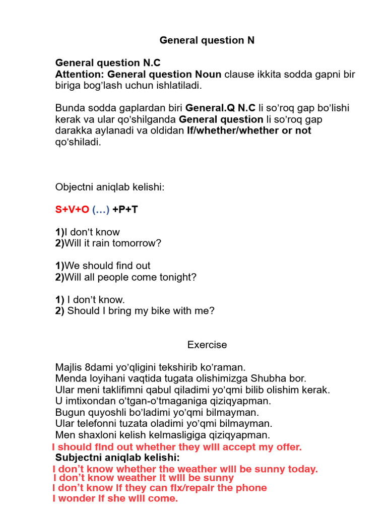 General Question N.C | PDF