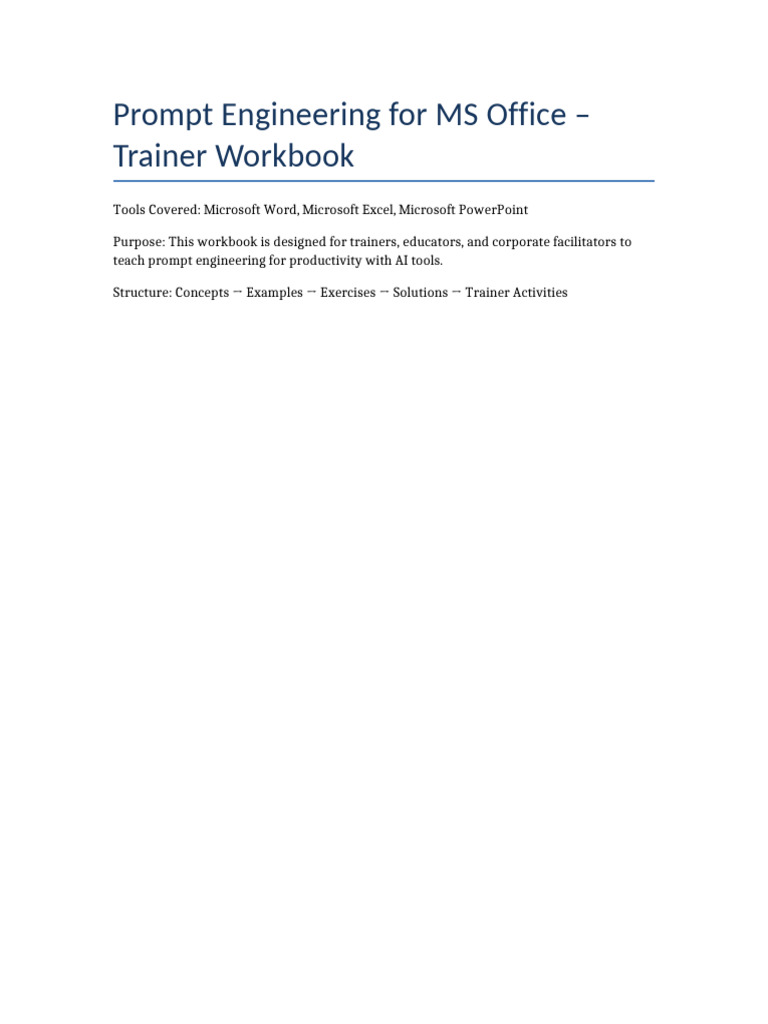 prompt_engineering_ms_office_trainer_workbook | PDF | Data Analysis ...