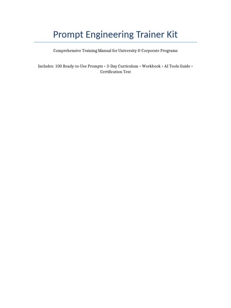 Prompt Engineering Trainer Kit | PDF | Microsoft Excel | Artificial ...