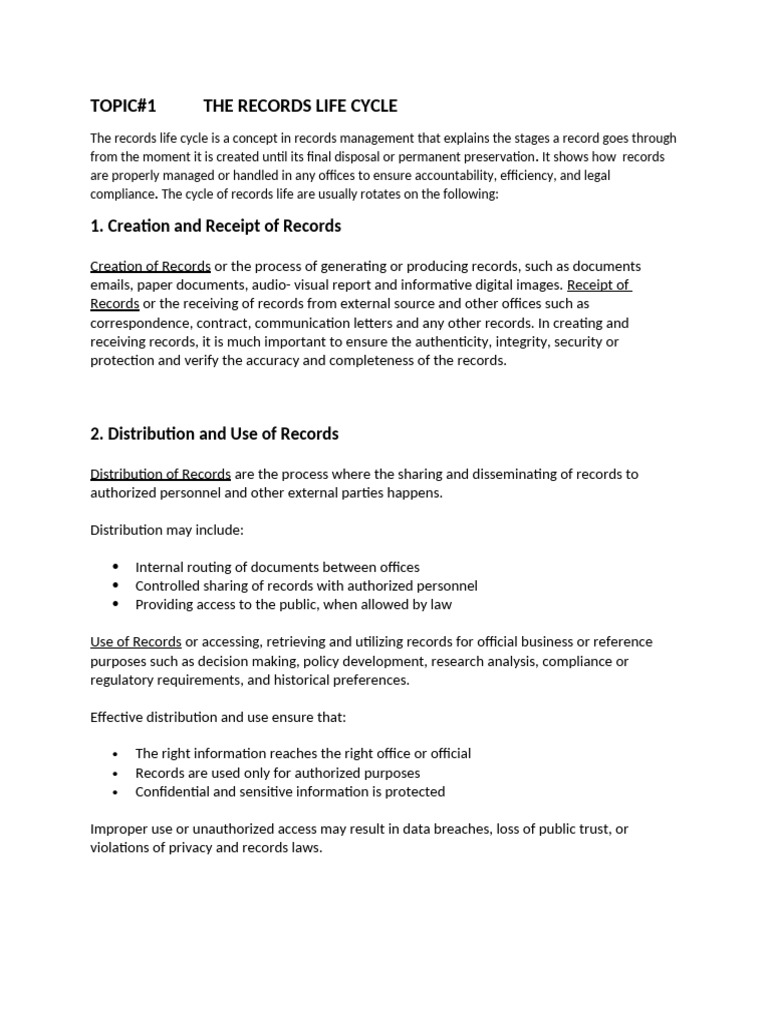 G1 The Records Life Cycle | PDF | Records Management | Information ...
