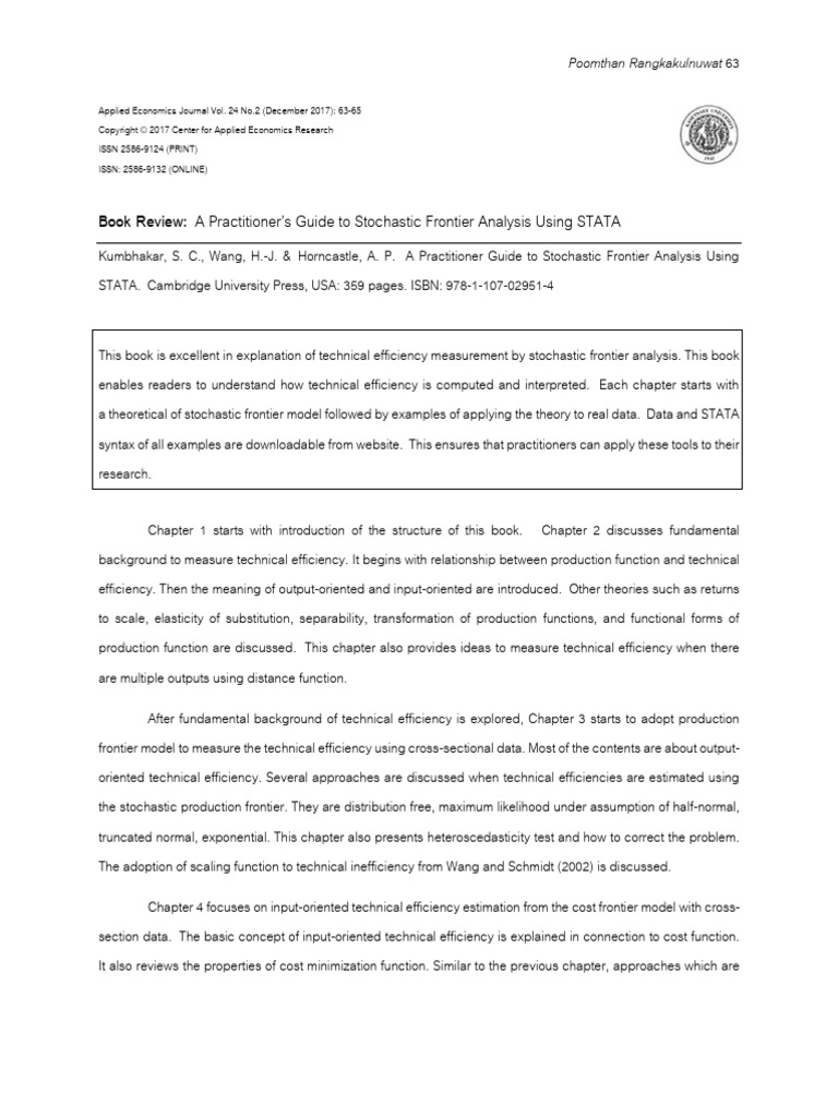 5 Book stochastic+Frontier+Analysis+Using+STATA | PDF | Estimation ...