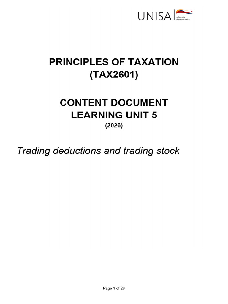 TAX2601 2026 LU5 Content | PDF | Expense | Tax Deduction
