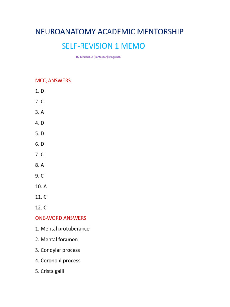 Self - Revision 1 Memo | PDF