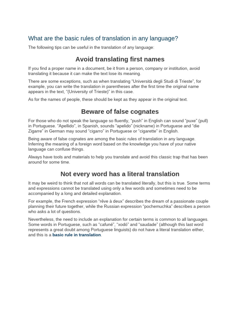 What Are The Basic Rules of Translation in Any Language | PDF