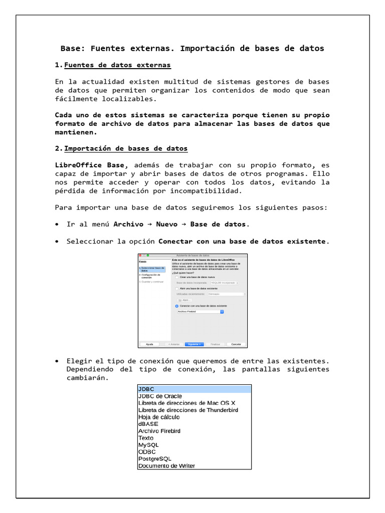 10-Base (Fuentes Externas. Importación de Bases de Datos) - 1 | PDF ...