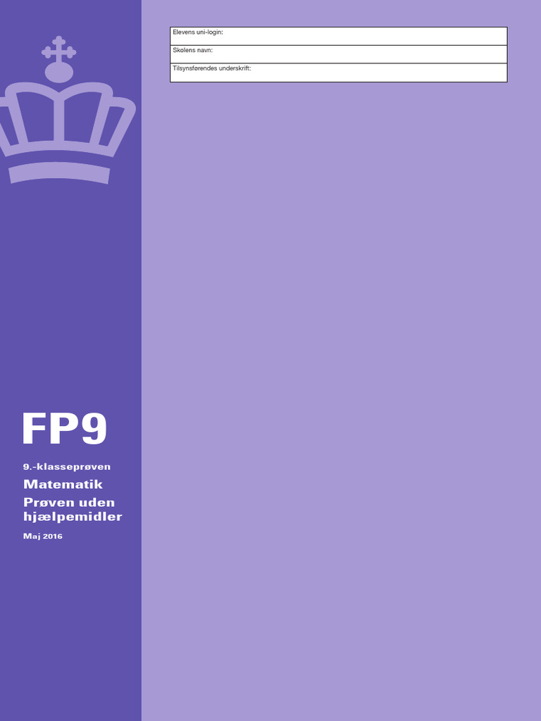 FP9 Maj 2016 Færdighedsregning | PDF