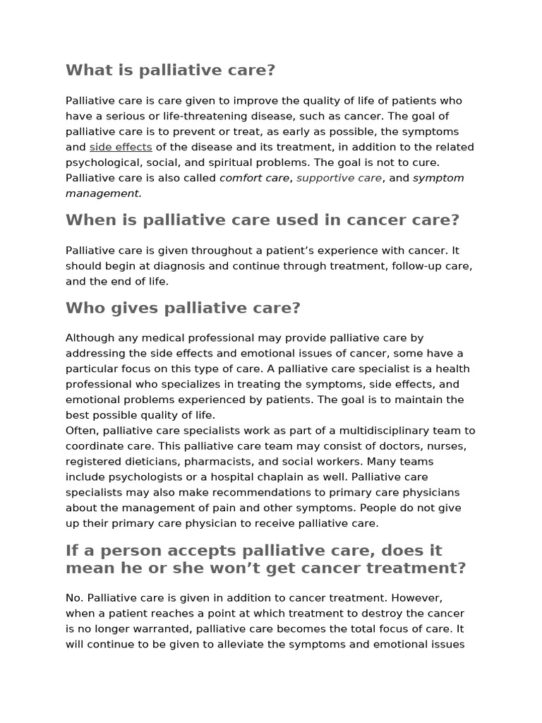 What is Palliative Care | PDF | Palliative Care | End Of Life Care