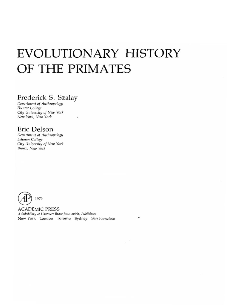 1979 Evolutionary History of the Primates | PDF