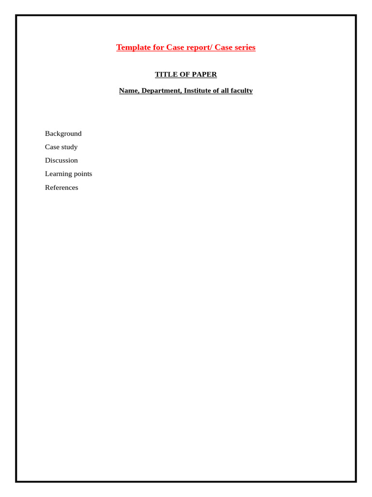Template Case Report, Case Series | PDF