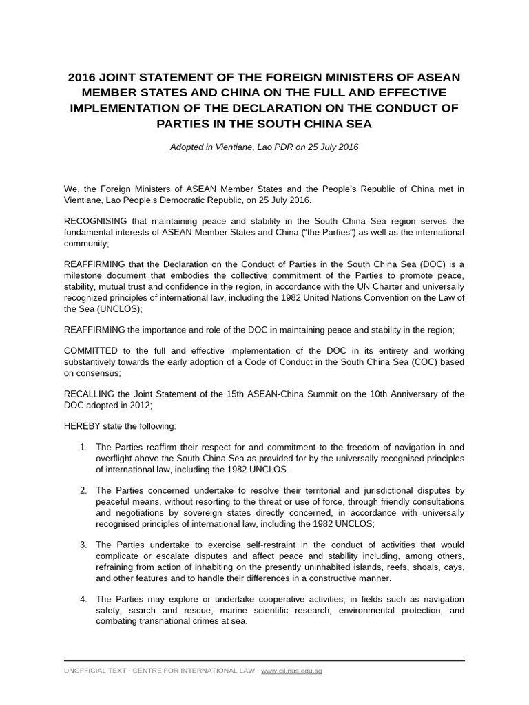 2016 Joint Statement on the Full and Effective Implementation of the ...