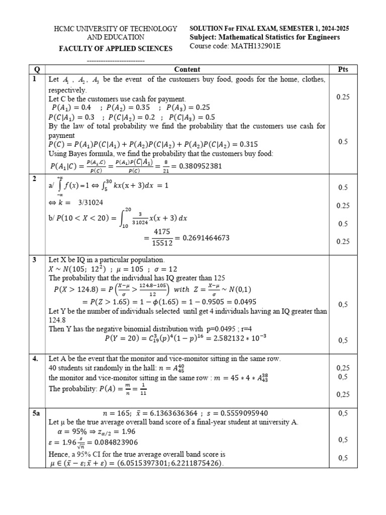 s1 24-25 prob solution | PDF | Statistical Analysis | Teaching Mathematics