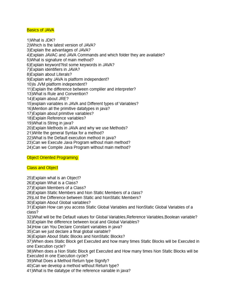 Java New Questions | PDF | Method (Computer Programming) | Inheritance ...