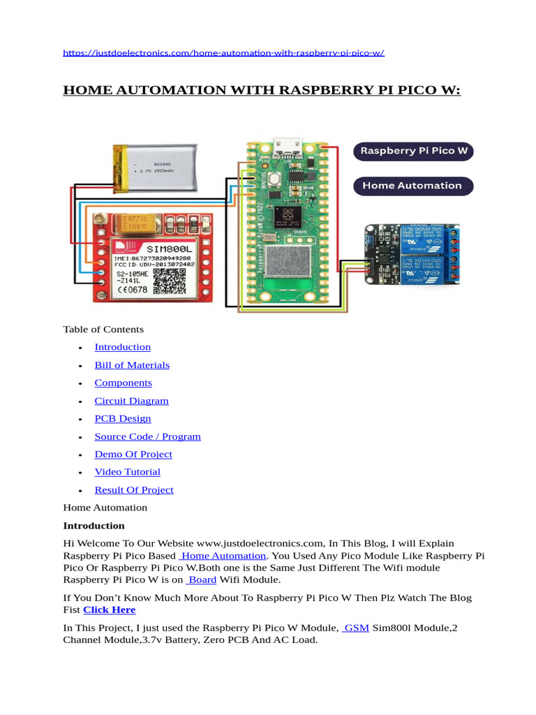 Home Automation With Raspberry Pi Pico W | PDF | Raspberry Pi | Gsm