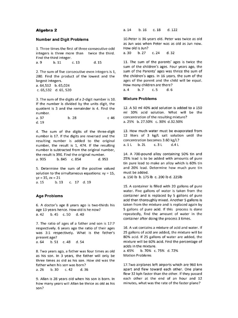 ALGEBRA 2 & 3 | PDF