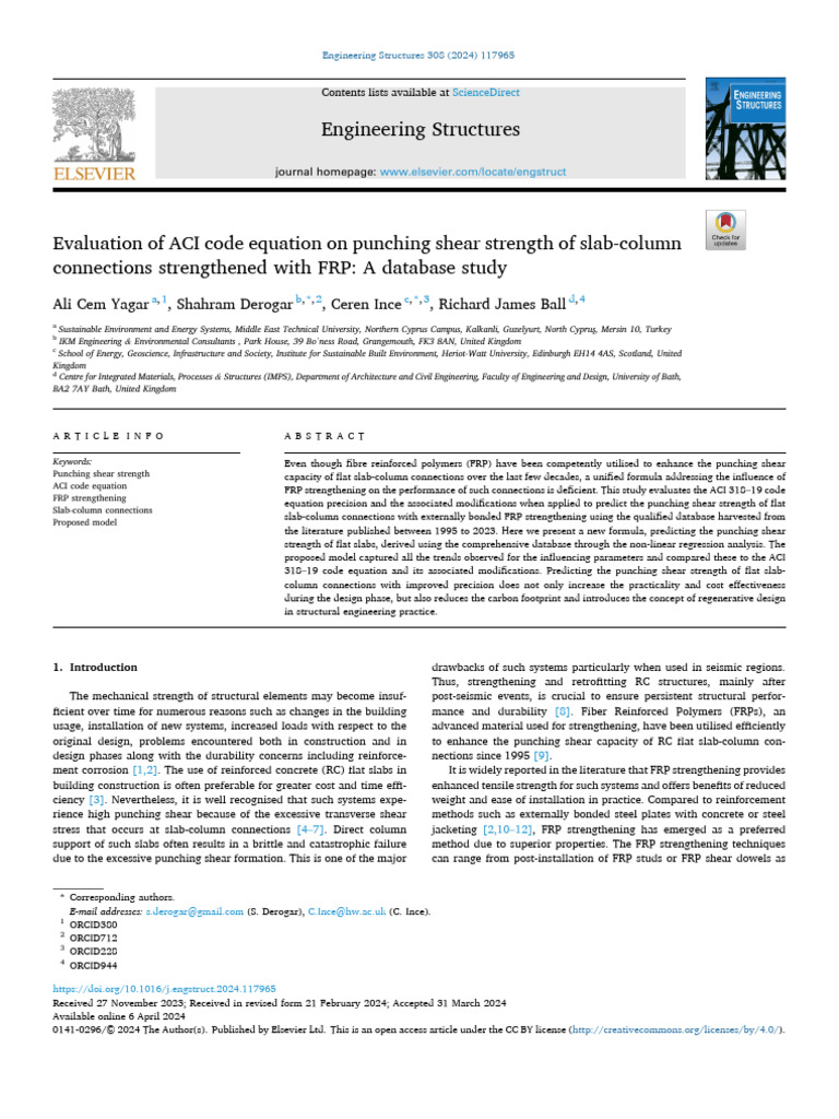 Evaluation of ACI Code Equation on Punching Shear Strength of Slab ...