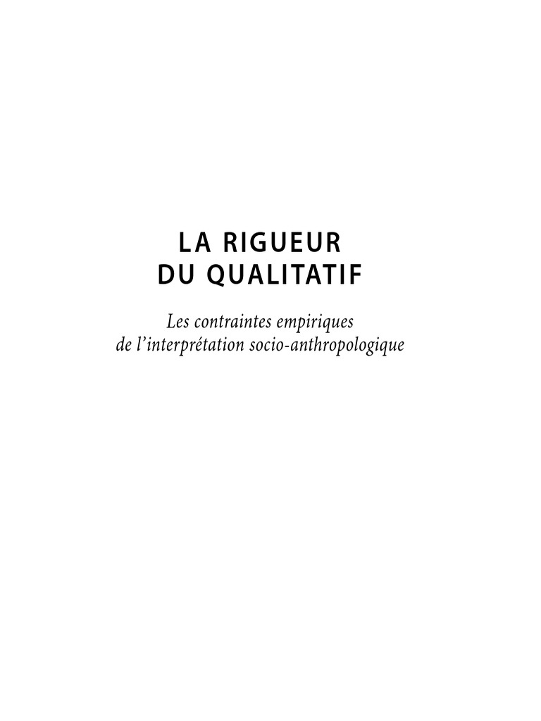 Olivier de Sardan - La Rigueur Du Qualitatif - Extrait Entretiens Et ...