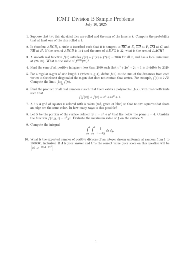Sample Problems b | PDF