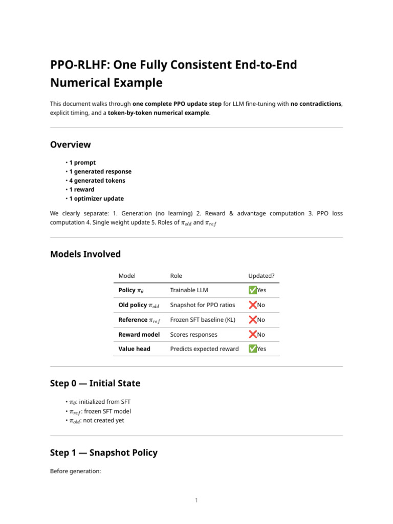 Ppo-Rlhf End-To-End Numerical Example | PDF | Statistical Theory | Learning