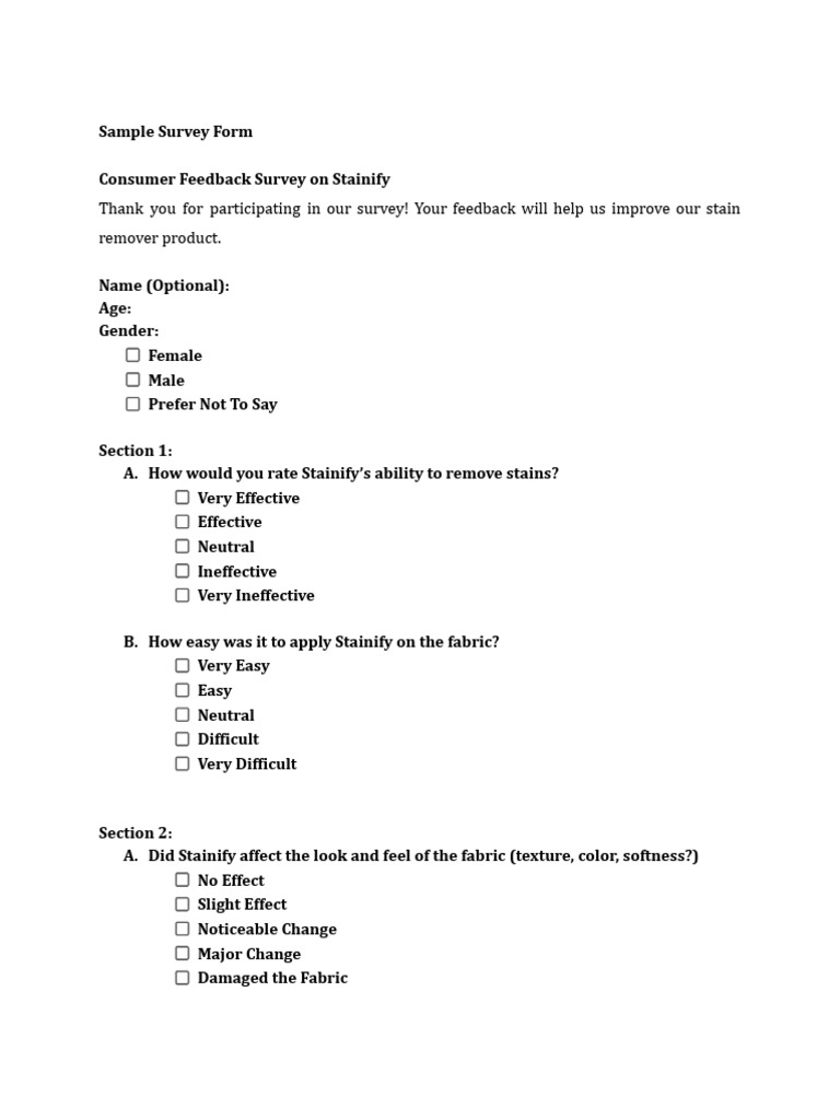 Sample Survey Form | PDF