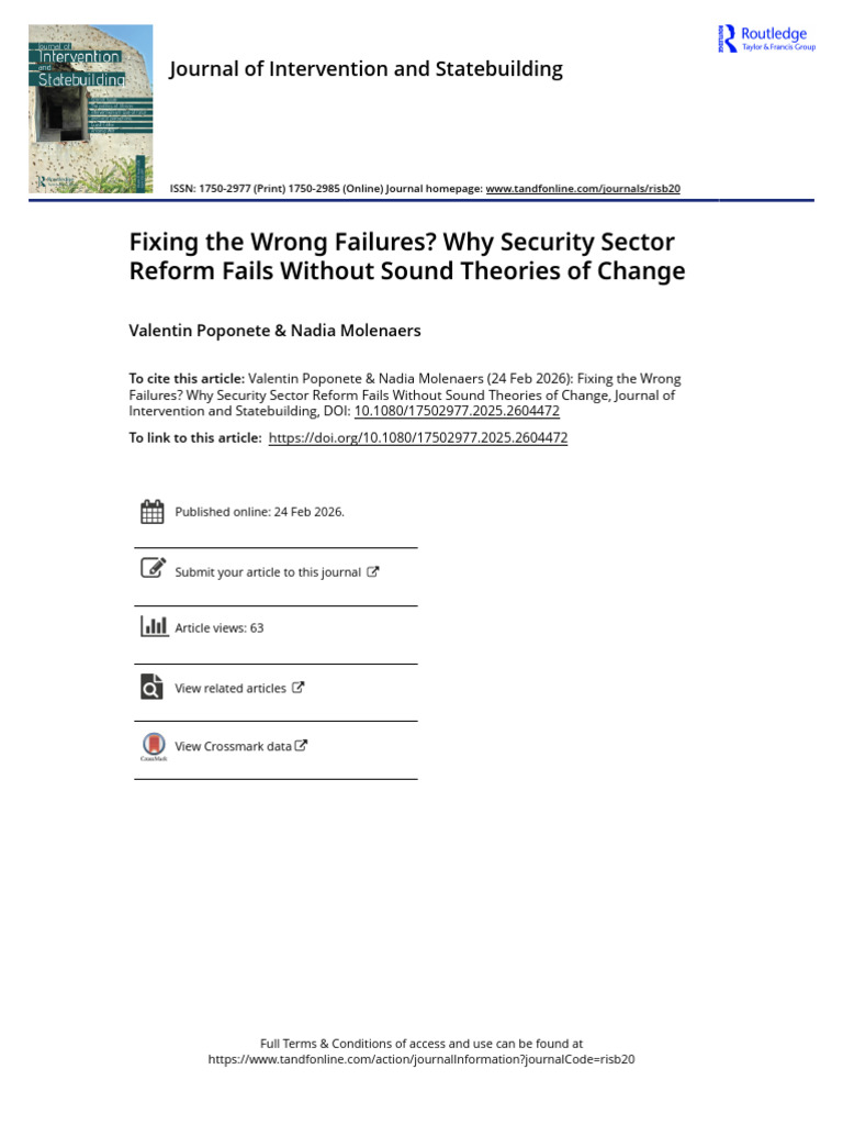 Fixing The Wrong Failures Why Security Sector Reform Fails Without ...